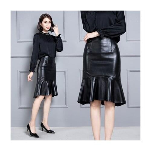 Top brand New Fashion 2020 Genuine Sheep Real Leather Skirt K47 high quality