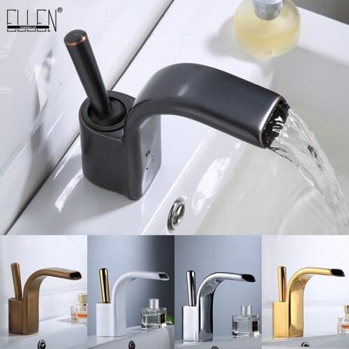 Faucet Bathroom Sink Faucets Hot Cold Water Mixer Crane Deck Mounted Single Hole Bath Tap Chrome Finished ELM460