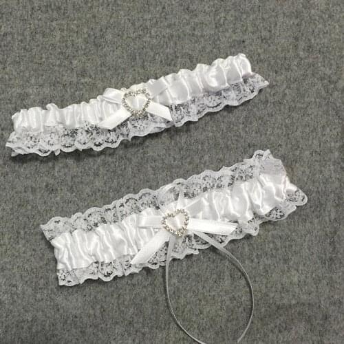 Wedding Garters Heart Bow Decoration White Lace Sexy Garters for Women/Female/Bride, Fashion Thigh Ring Bridal Leg Garter 5214