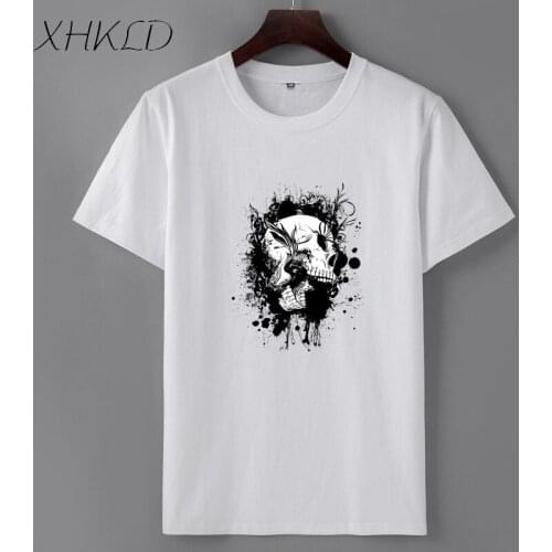 XHKLD Hot summer rock Street fashion Hip Hop Skulls Tshirt Printed Casual Men Cotton soft Breathable homme Short Sleeve Tops Tee