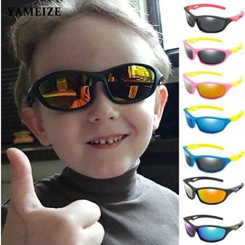 YAMEIZE Kids Polarized Sunglasses TR90 Boys Girls Fashion Sun Glasses Silicone Safety Glasses Outdoor Sport Eyewear Child Shades