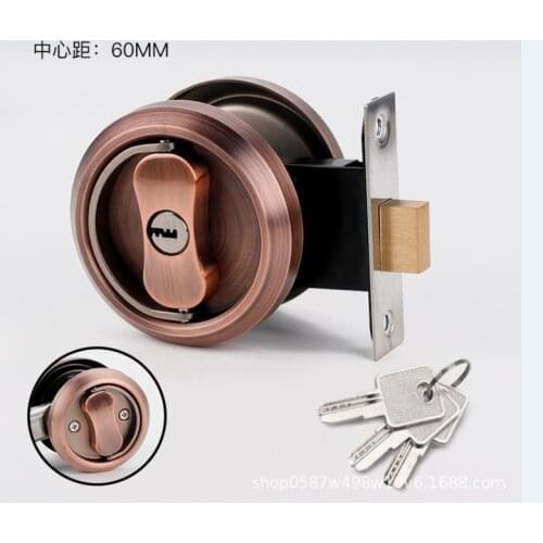 Balcony sliding door lock concealed indoor hidden invisible privacy pull ring lock bedroom interior storage room door lock w/key