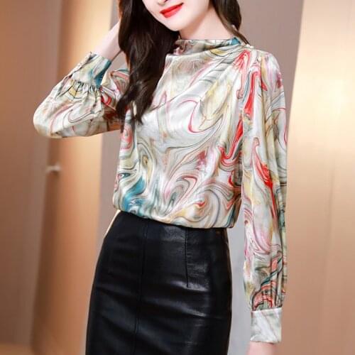 Fashion aurora lumen printing shirts Womens blouses 2021 Summer Spring casual loose long sleeve Tops Blusas Mujer