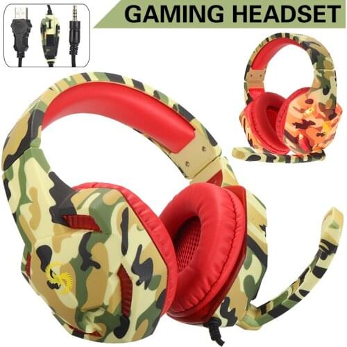 1pc Camouflage High Quality Wired Gaming Headset LED Luminous Stereo Headphone For PC Laptop PS4 Slim Xbox One S X