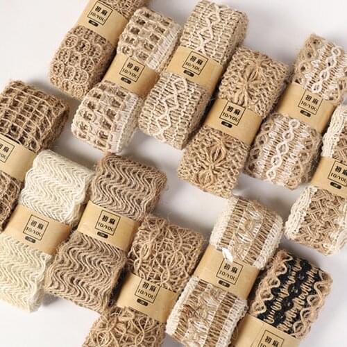 2M/Lot Natural Jute Burlap Ribbon Diy Gift Warrping Hemp Vintage Ribbon Festival Festival Decoration Party Crafts