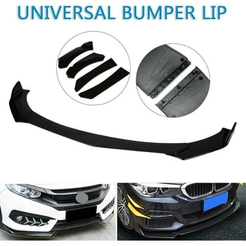 4Pcs Universal Black Car Front Bumper Lip Body Spoiler Splitter Kit Car Front Bumper Lip Diffuser Spoiler Splitter Cover Trim