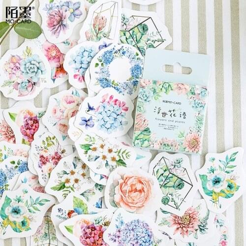 46 Pcs/pack Flowers And Succulents Diy Decorative Stickers Scrapbooking Diary Album Decor Stick Label