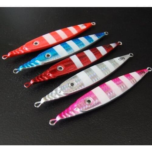 5PCS Deep Sea Fishing Slow Luminous Jig Jigging Glow Zebra Ocean Boat Rock Beach Jigbait Spoon Lure Bass Baits 80/120g