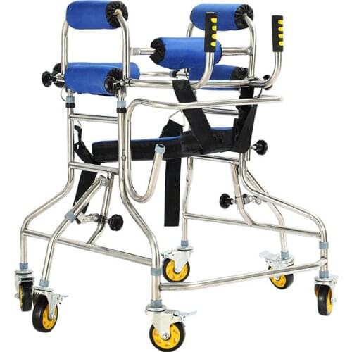6 Wheels Child Walker Rollover Prevention Lower Limb Training Stand Kids Walking Bracket Stick Rehabilitation Instrument