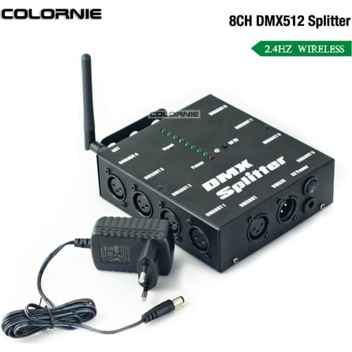 Wireless 8 Channel DMX512 Splitter DMX Stage Lights Signal Amplifier Splitter 8 way DMX Distributor for Party Disco Stage Light