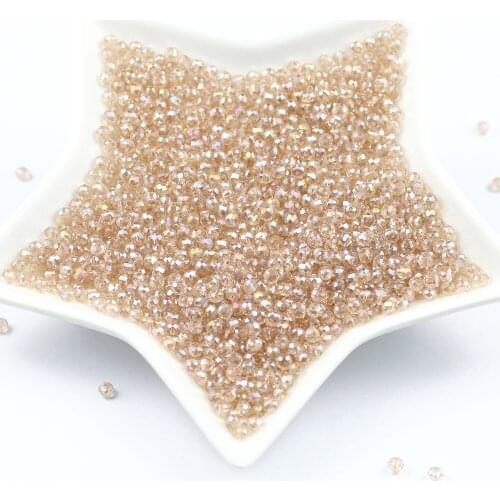 Silver champagne AB 4*3mm 100pcs Rondelle Austria faceted Crystal charm Glass Beads Loose Spacer Round Beads Jewelry Making DIY