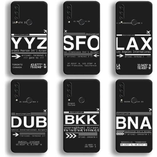 World City travel Tickets International Airport Call Letters Phone Case Huawei Y6P Y8S Y8P Y5II Y5 Y6 2019 P Smart Prime Pro