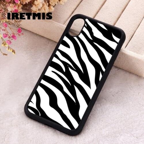 Iretmis 5 5S SE 2020 Phone Cover Case for iPhone 6 6S 7 8 Plus X Xs XR 11 12 Mini Pro Max Silicone TPU Zebra Pattern