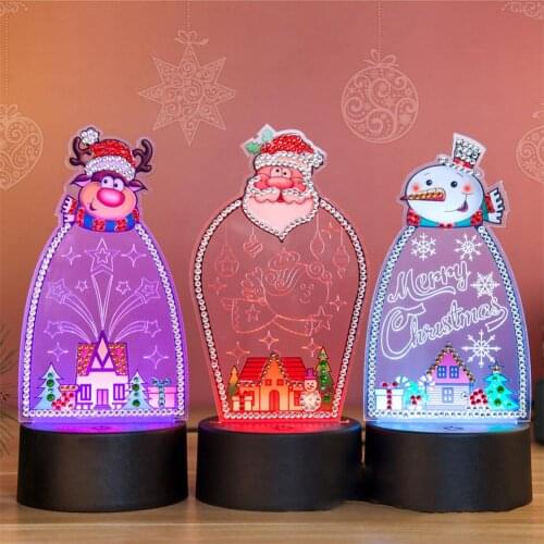 DIY Diamond Painting LED Light Night Lamp Santa Claus Diamond Embroidery Mosaic Cute Desk Table Lamp Home Decor Christmas Gift