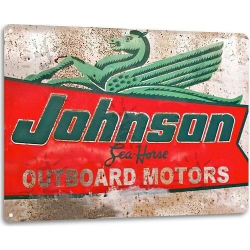 Johnson Outboard Motors Boats Boating Fishing Rustic Retro Boat Metal Decor Sign
