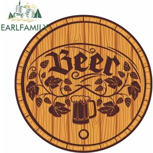 EARLFAMILY 13cm x 13cm For Wooden Beer Fashion Decal Vinyl Car Sticker Anime Waterproof Air Conditioner Repair For SUV JDM VAN