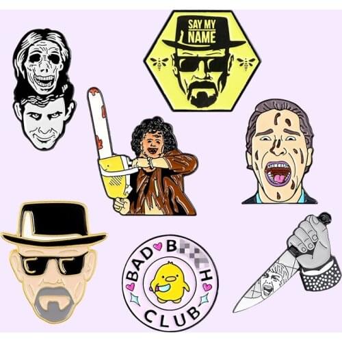 Bad Man Enamel Pins Custom Killer Badge Chainsaw Dagger Knife Ruthless Man Brooch Collection Cartoon Badge Gift Pin Wholesale