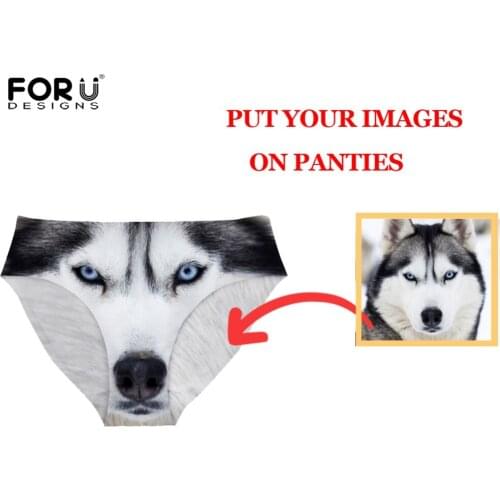 FORUDESIGNS Custom Women Panties Sexy Seamless Briefs 3D Animals Dog Cat Images Print Customize Underwear Woman Elastic Oversize