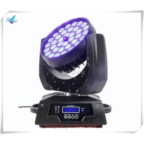 H-12 /lot Hot sale zoom 36x10w RGBW 4in1 macros effect led moving head light DMX 512 background strobe dimming