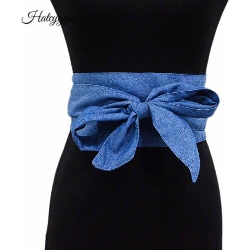 HATCYGGO Canvas Belt Female Waist Belts Wide Cummerbund Corsets Strap Women Denim Long/Adjustable Belts Dresses Decorative Belt