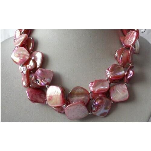 Classic 3strands 20mm baroque pink shell pearl necklace 2018 new