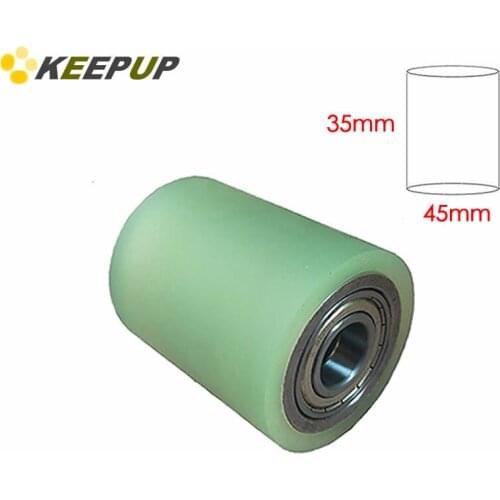 Furniture wheel.Diameter 45mm, length 35mm,PU polyurethane roller with bearing,Soft surface,Pipeline transmission Rubber wheel