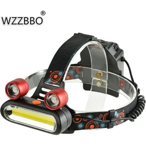 Red Blue COB Strong Long Shot Headlights Adjustable Headlights Fishing Lights Frog Headlights USB Charging