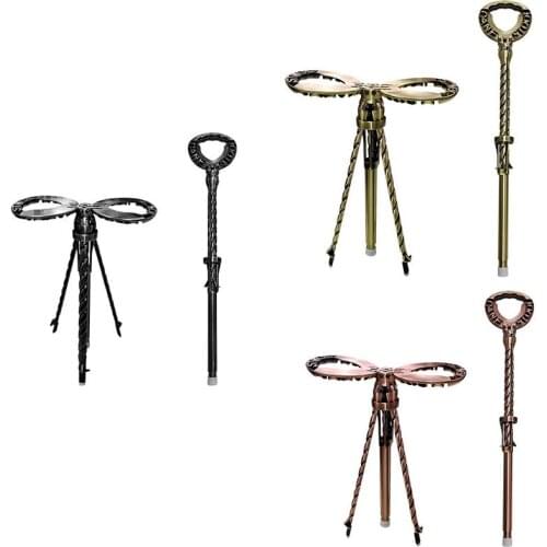 Multifunctional Folding Adjustable Height Cane Seat Solid Aluminum Alloy Cane Stool Crutch Chair Seat Camping Equipment