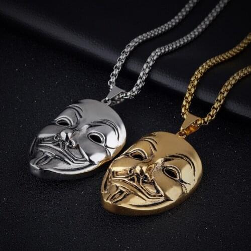Fashion Punk Style V for Vendetta Anonymous Mask Hip Hop Pendant Hacker Mask Alloy Necklace