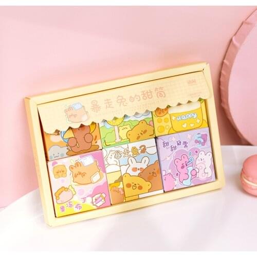 6 box/set kawaii Cartoon rabbit Decorative Stationery Stickers set Scrapbooking DIY Diary Album Stick Lable