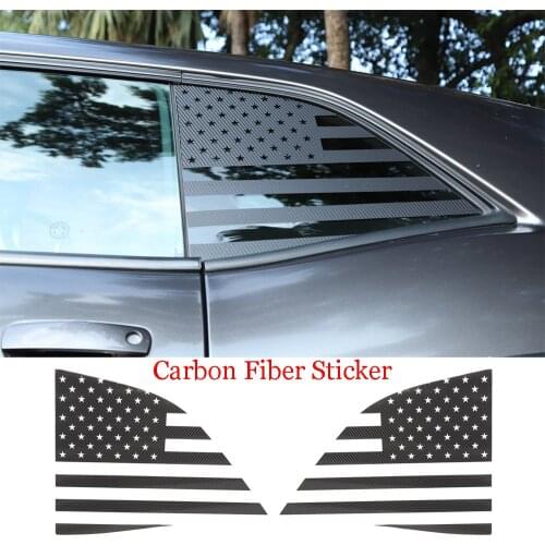 2PCS Carbon Fiber Sticker Rear Window Stickers Cover For Dodge Challenger 2008-2020