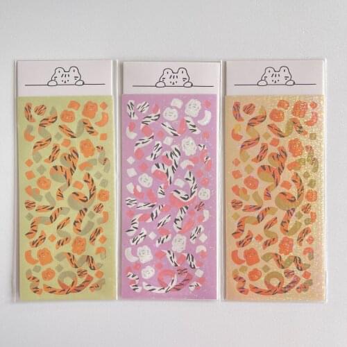 Cute cat sticker star chasing small card decoration material ribbon sticker goo card sticker