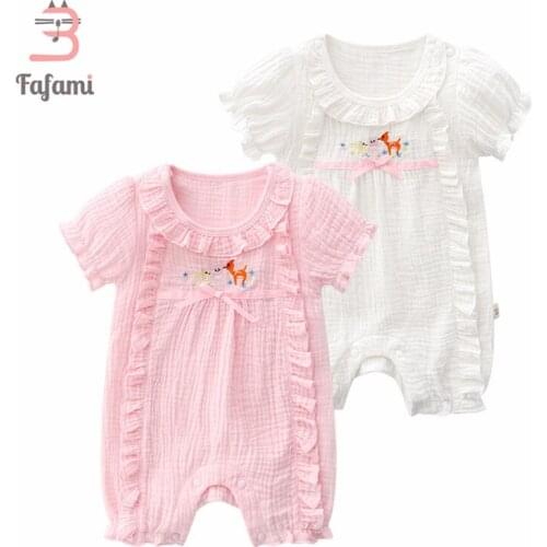 New Born Baby Girl Clothes 0-2Y Summer Cute Bow-Knot Baby Rompers Top Level Cotton Gauze Jumpsuit kids Toddler girl clothes