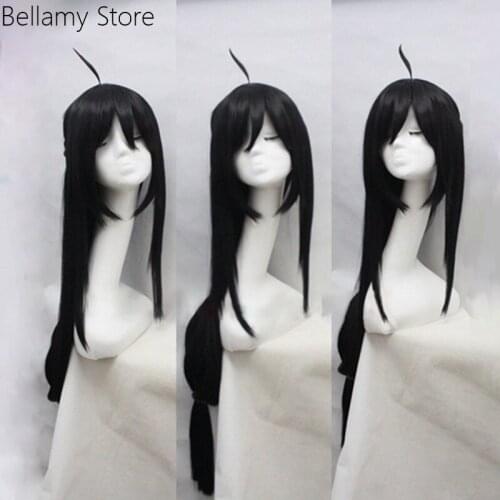 Game ELSWORD Sakra Devanam Cosplay Wigs Long Black Halloween Party Heat Resistant Synthetic Hairwear+Wig Cap