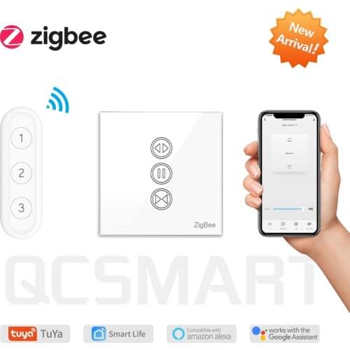Tuya Smart Life ZigBee 3.0 Curtain Switch and Remote for Sunscreen Awning Window Blinds Gateway Needed Google Home Voice Control