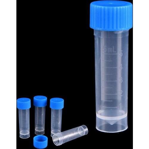 20pcs x 5ml Chemistry Plastic Test Tubes Vials Seal Caps Pack Container for Office School Chemistry Supplies