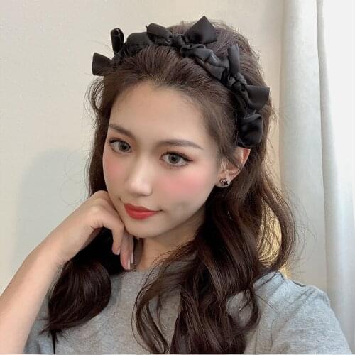 Temperament Ins Bowknot Fold Cloth Headband Female Super Fairy Hairbands Simple Korea Headwear Hair Accessories for Girls