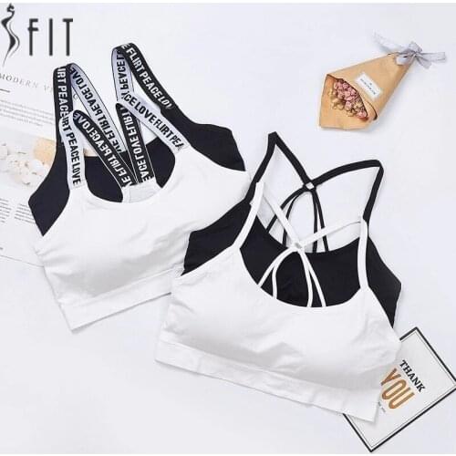 Sexy Female Sports Bra Breathable Crop Tops High Elastic Gym Fitness Yoga Running Female Paded Sportswear Push Up Letter Corset