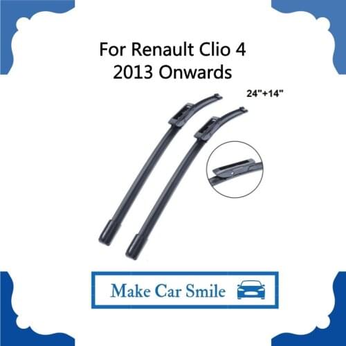 Wiper Blade For Renault Clio 4 24"+14" 2 Pieces Windscreen 2013 Onwards Natural Rubber Car Accessories