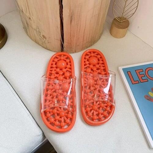 Womens Summer Slippers Hollow Out Sole Word Cool Slippers Large Size Bathroom Slippers Anti-skid Wear-Resistant Home Slippers
