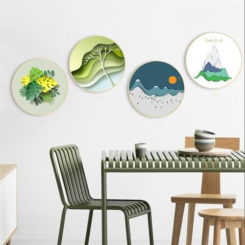 Modern Landscape Green Forest Deer Bird Plant Leaf Wall Art Pictures Posters Prints For Living Room Home Canvas Paintings Decor