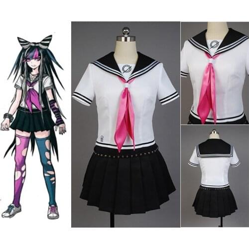 Super DanganRonpa Ibuki Mioda Cosplay Costume Dress Uniform Suit Halloween Carnival Costumes Wigs