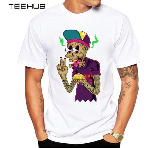 TEEHUB Mens NEW Summer Fashion Dope Skull Printed T-Shirt Short Sleeve Popular Design Tops Novelty T shirt