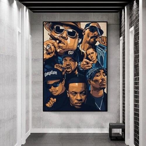 European and American West Coast Hip Hop Rap Star Abstract Art Poster Canvas Art Print Decoration Living Room Wall Picture