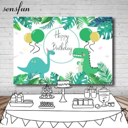 Sensfun Cartoon Dinosaur Party Backdrop Children Birthday Party Boys Backgrounds For Photo Studio Custom Vinyl Polyester