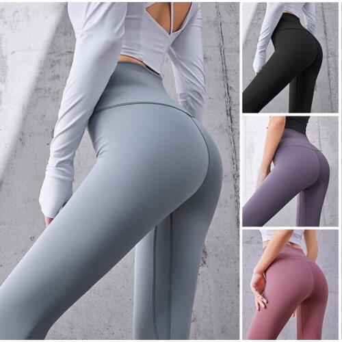 High quality polyester yoga gym pants peach buttock high waist hip lift tights running sports tights women summer