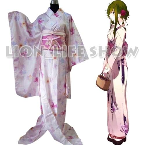 Japanese Women Long Furisode Kimono Light Pink Floral Simple Cosplay Costume