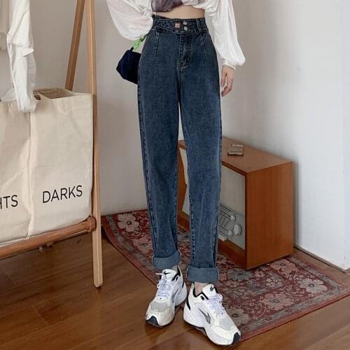 Woman Jeans High Waist Clothes Wide Leg Denim Clothing Blue Streetwear Vintage Quality 2020 Fall Fashion Harajuku Straight Pants