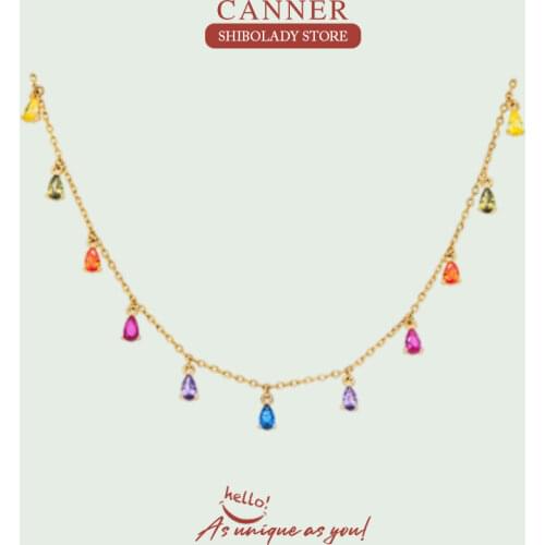 CANNER Stars Moon Real 925 Sterling Silver Necklace For Women 2020 Jewelry Pearl Fancy Diamond Chain Choker Necklace Bijoux