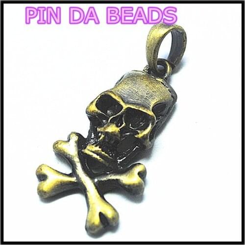 1 pcs fashion mens pendants bronze colors size 37x20mm metal skull pendants fashion jewelry pendants
